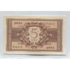 ITALIA 1935 BILLETE SIN CIRCULAR DE 5 LIRAS, UNC